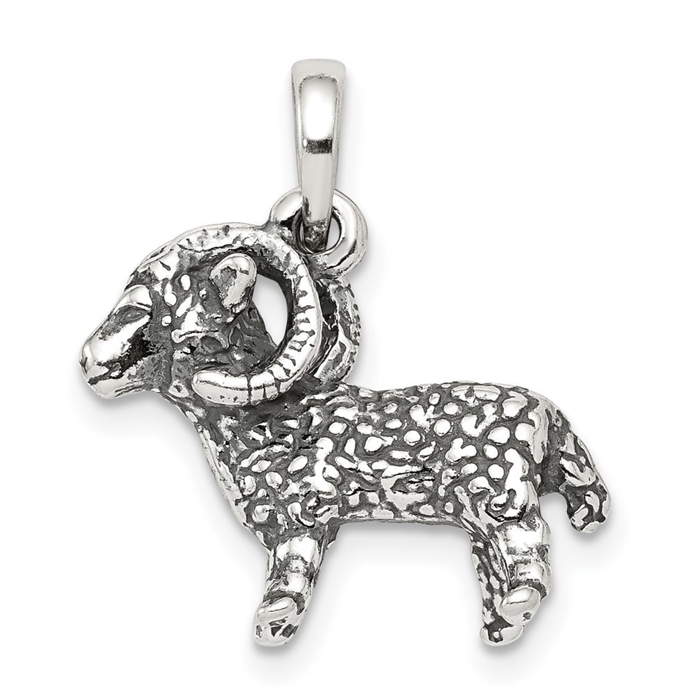 Million Charms 925 Sterling Silver Antiqued Aries Zodiac Charm Pendant